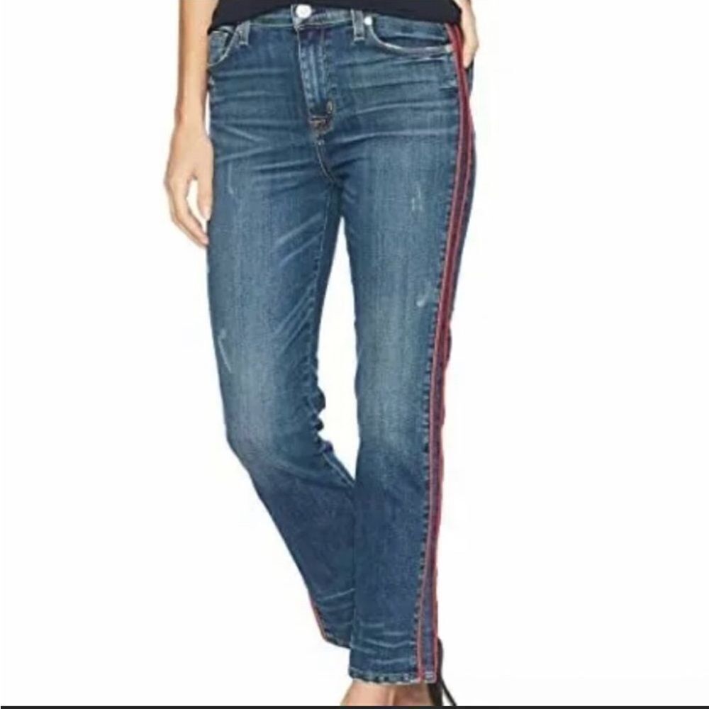 Hudson Zoeey High Rise Red Stripe Straight Jeans Sz 25